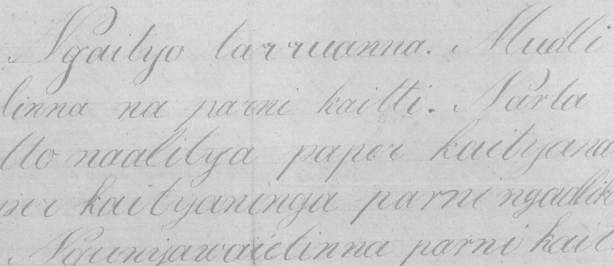 Letter in Kaurna by Pitpauwe, 1843
