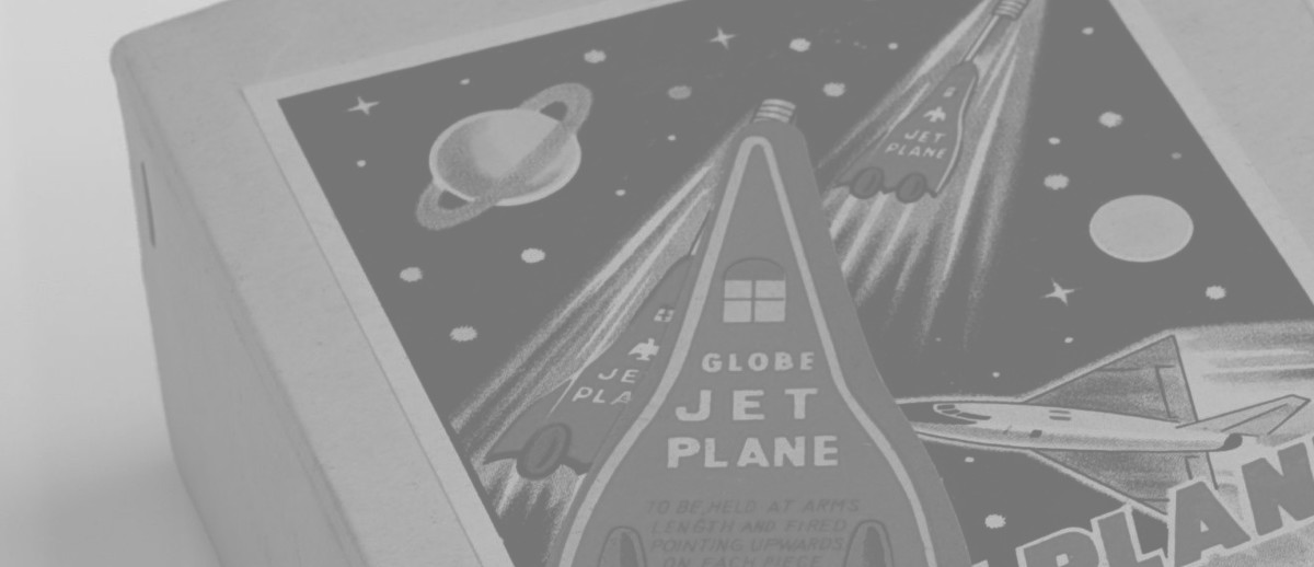 Image: Box showing image of rockets with the label 'jet plane'