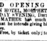 Grand Opening Ball newspaper advertisement, 24 December 1864